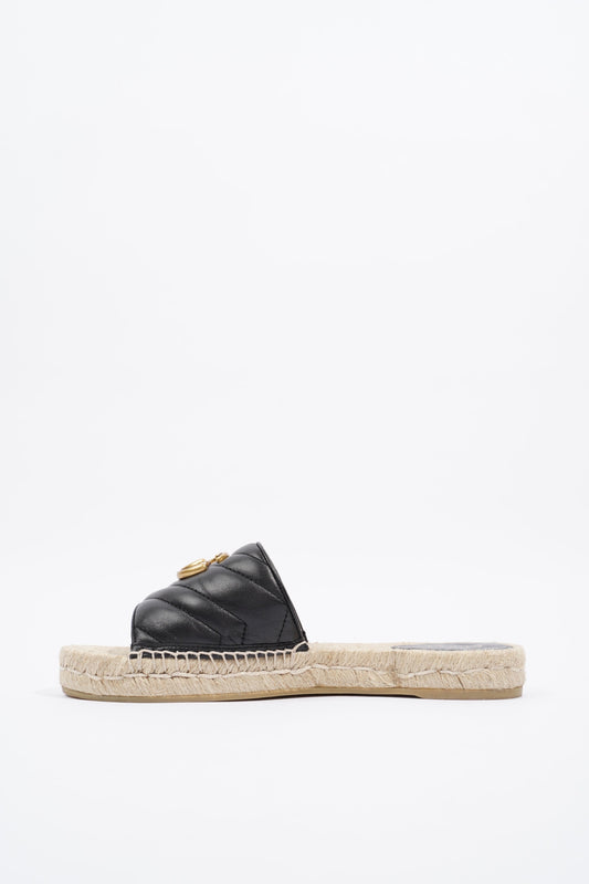 Gucci GG Matelasse Espadrille Black Leather EU 38 UK 5