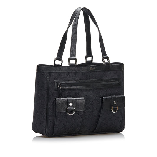 Gucci Abbey D-Ring Tote Bag Black GG Canvas