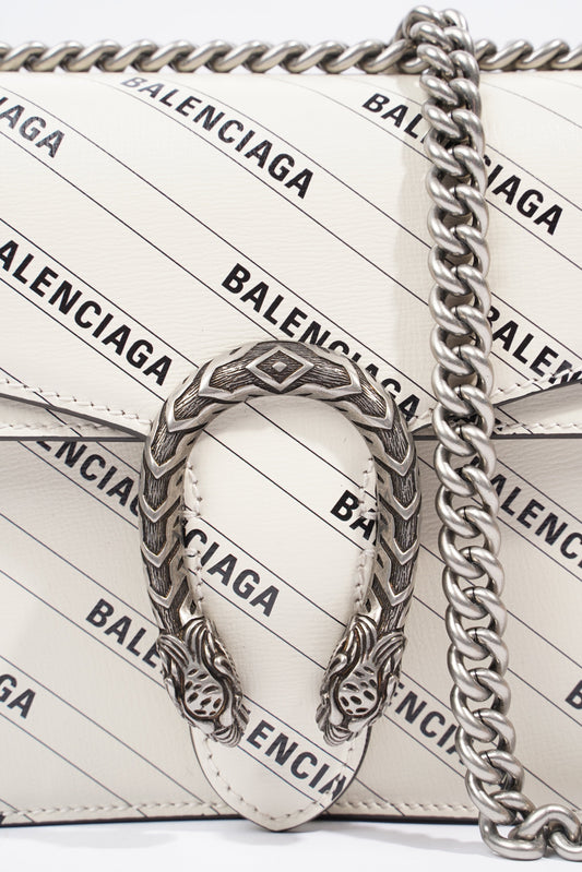 Gucci Gucci X Balenciaga The Hacker Project Dionysus White / Black Balenciaga Logo Calfskin Leather Small