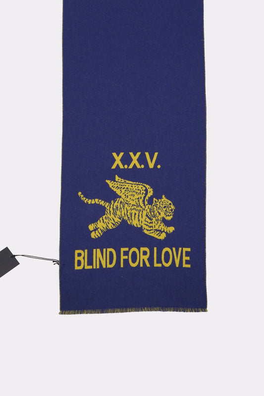 Gucci Blind for Love Blue / Yellow Wool Scarf