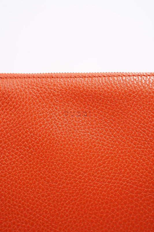 Gucci Clutch Bag Bamboo Burnt Orange Leather