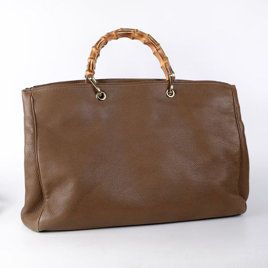 Gucci Bamboo Handle Large Tote Brown