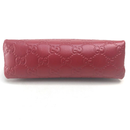 GUCCI Cosmetics Pouch 431409 leather Red Makeup pouch Cosmetic pouch Gucci Shima Ribbon