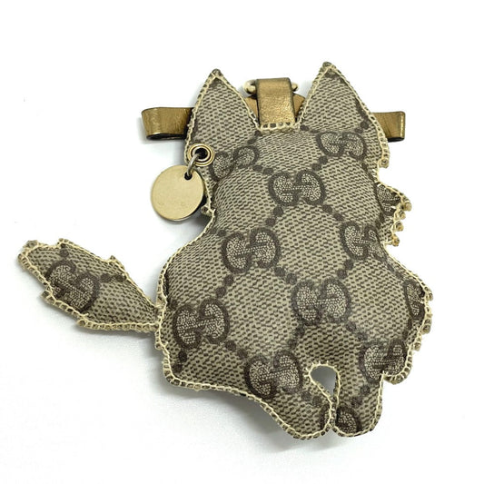 GUCCI charm GG Supreme Canvas beige Fox Guccioli Women Used