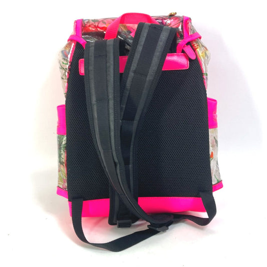 GUCCI Backpack 555549 Plastics, Leather Fluorescent pink Backpack Flora floral pattern flower Women Used
