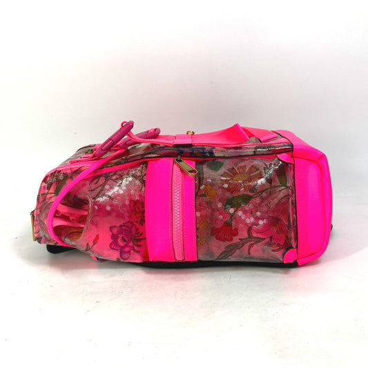 GUCCI Backpack 555549 Plastics, Leather Fluorescent pink Backpack Flora floral pattern flower Women Used