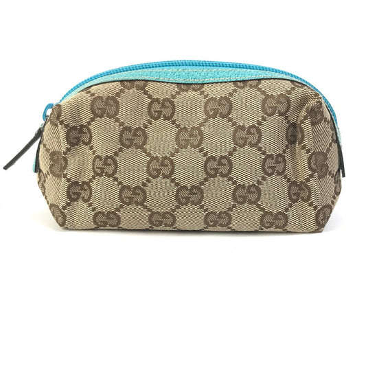GUCCI Cosmetics Pouch 29596 GG canvas Beige x blue GG