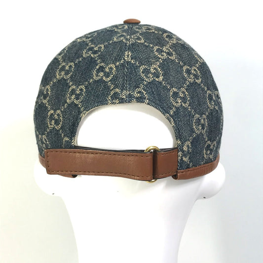 GUCCI cap 656206 GG canvas Navy denim GG logo Women(Unisex) M 58cm Used