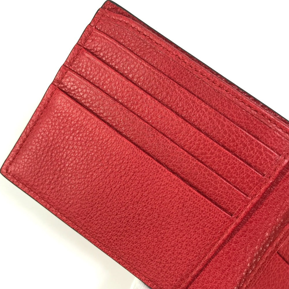 GUCCI Folded wallet 496309 leather Red GUCCI print Vintage logo unisex(Unisex) Used