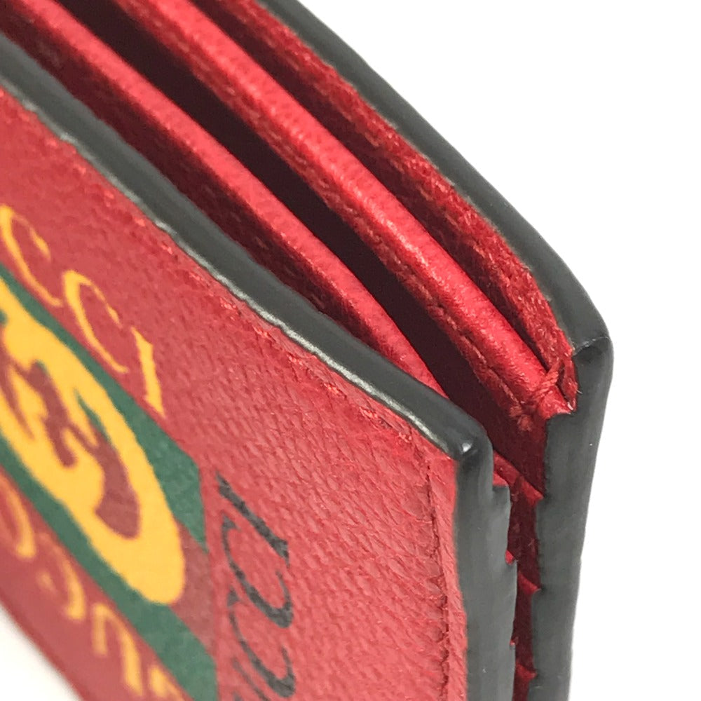 GUCCI Folded wallet 496309 leather Red GUCCI print Vintage logo unisex(Unisex) Used