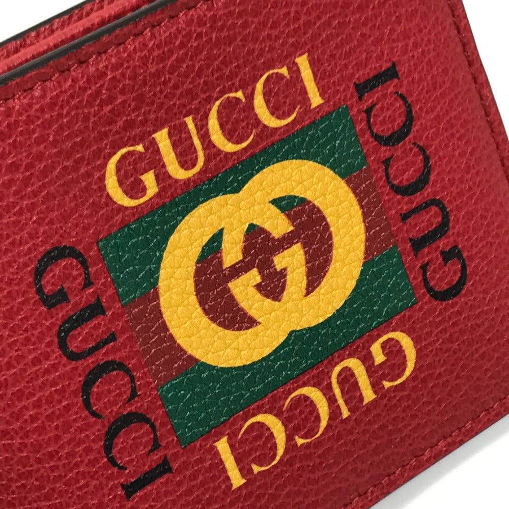 GUCCI Folded wallet 496309 leather Red GUCCI print Vintage logo unisex(Unisex) Used