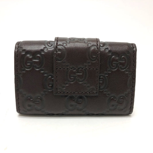 GUCCI Key case Key holder  203551 leather Brown GG Heart plate