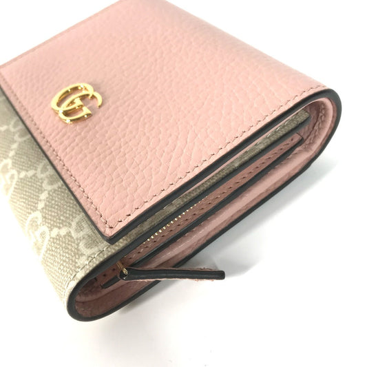 GUCCI Folded wallet 598587 GG Supreme Canvas Pink x Beige type GG Supreme GG Marmont Women Used