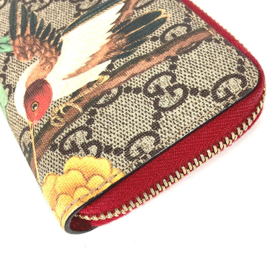 GUCCI Coin case 424897 GG Supreme Canvas Red GG Supreme Coin Pocket Wallet bird motif bird Women Used