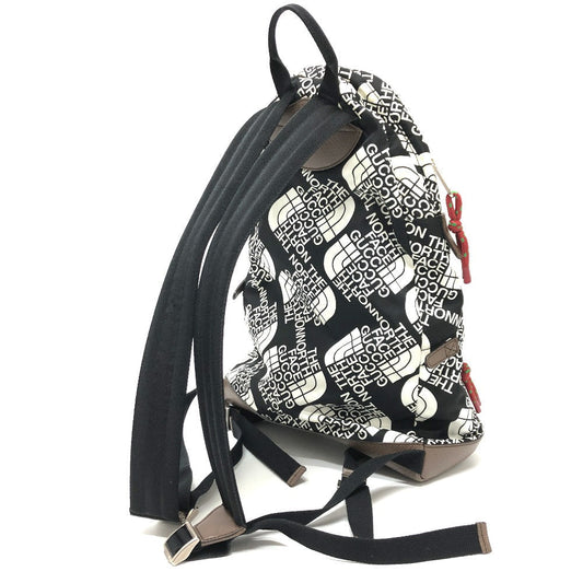 GUCCI Backpack 650288 Nylon / leather Black x white GUCCIxTHE NORTH FACE collaboration mens Used