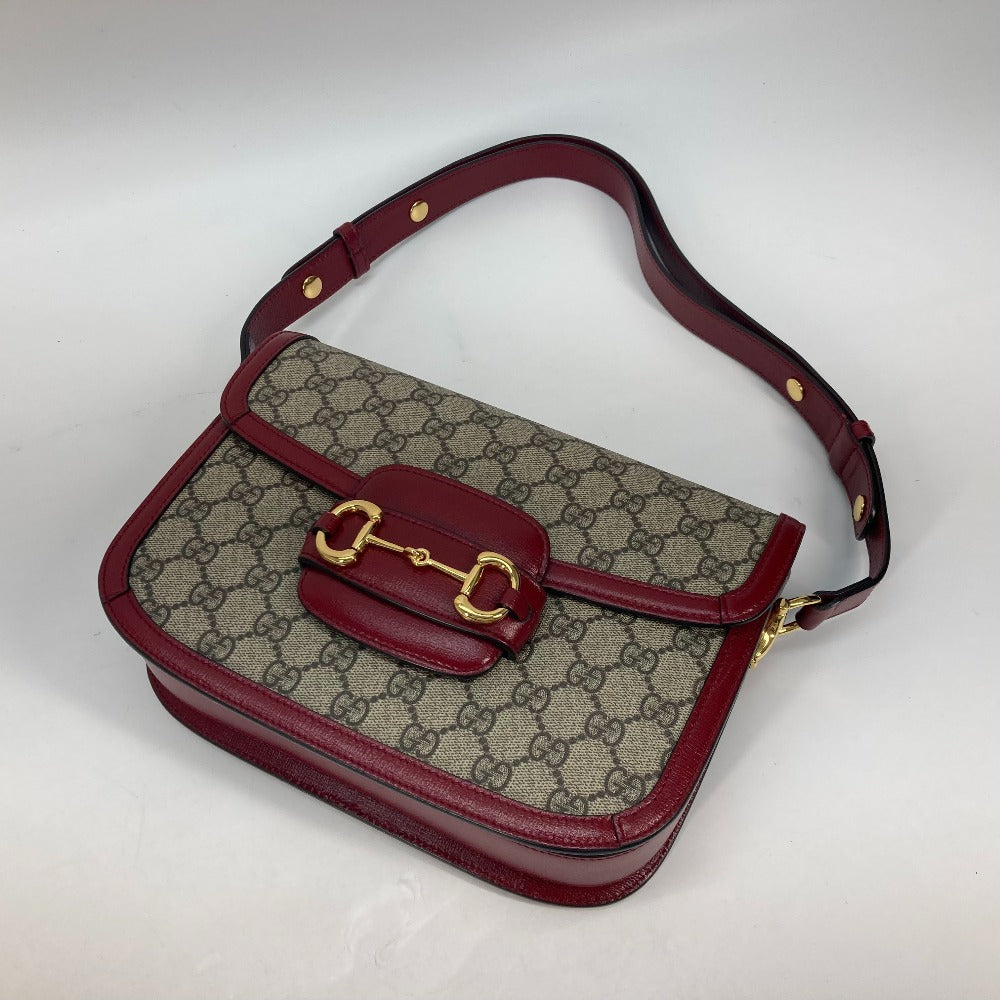 GUCCI Shoulder Bag 602204 GG Supreme canvas, leather beige GG Supreme Horsebit 1955 Women Used