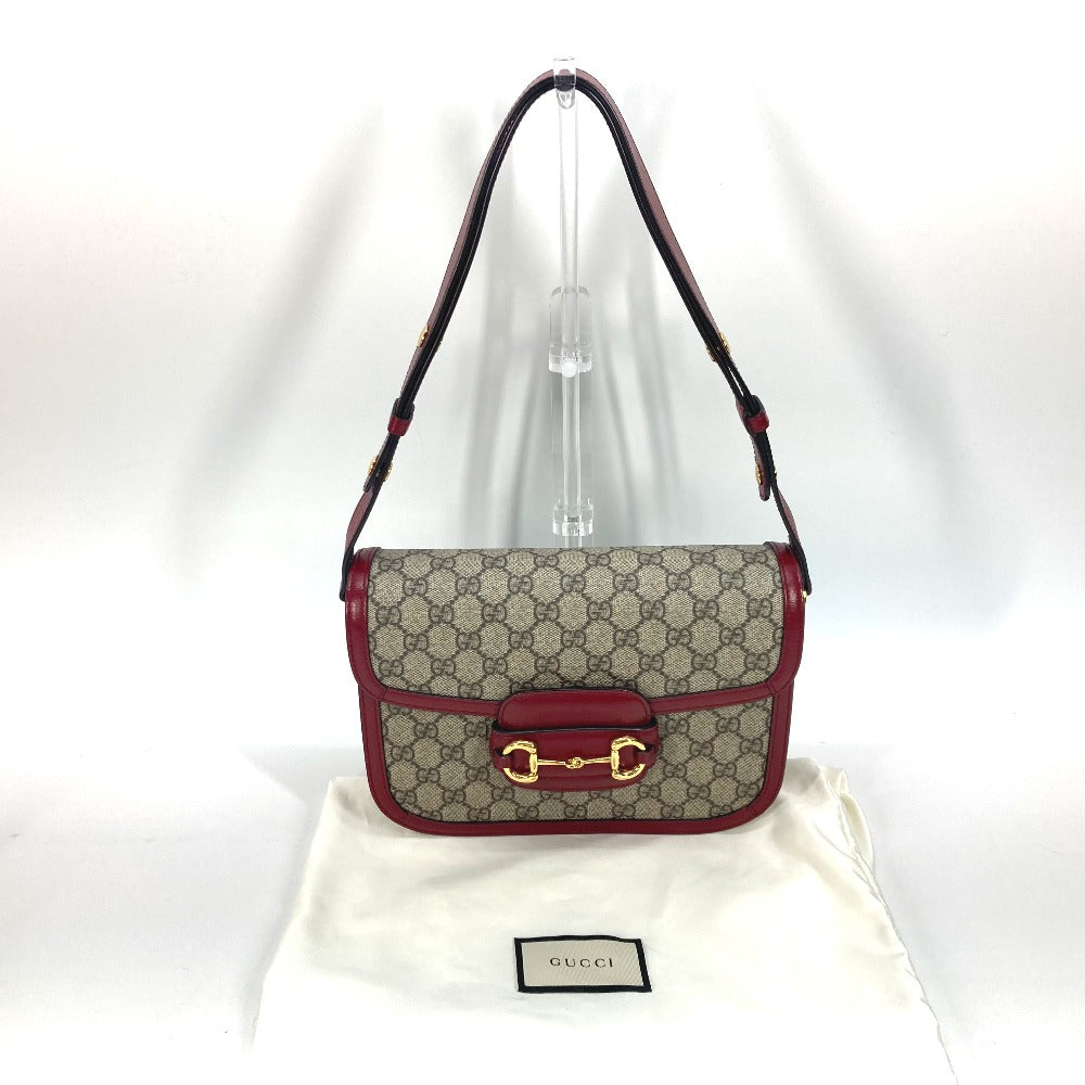 GUCCI Shoulder Bag 602204 GG Supreme canvas, leather beige GG Supreme Horsebit 1955 Women Used
