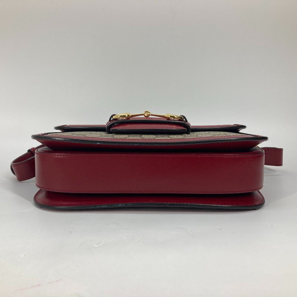 GUCCI Shoulder Bag 602204 GG Supreme canvas, leather beige GG Supreme Horsebit 1955 Women Used