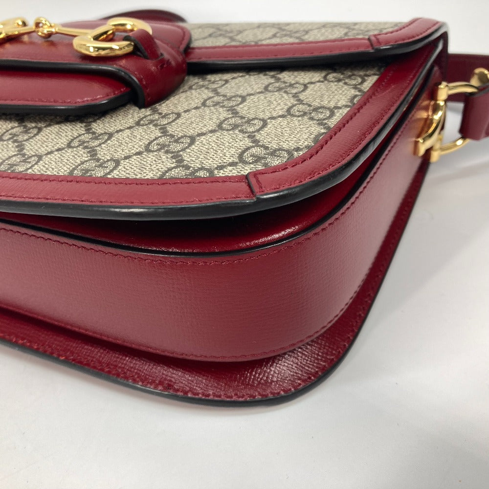 GUCCI Shoulder Bag 602204 GG Supreme canvas, leather beige GG Supreme Horsebit 1955 Women Used