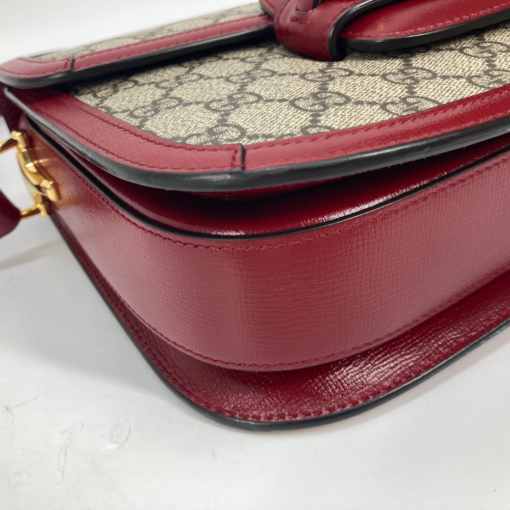 GUCCI Shoulder Bag 602204 GG Supreme canvas, leather beige GG Supreme Horsebit 1955 Women Used