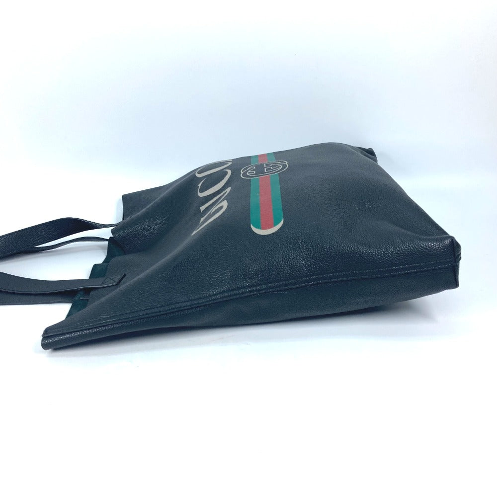 GUCCI Tote Bag 572768 leather black Sherry line Logo print unisex(Unisex) Used