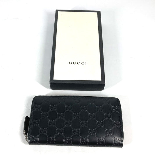 GUCCI Long Wallet Purse 307987 Sima leather black Guccisima GG Long wallet Women Used