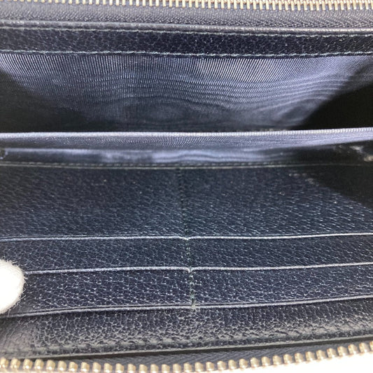 GUCCI Long Wallet Purse 673003 PVC leather Navy Guccisima Interlocking G Zip Around Wallet Women Used