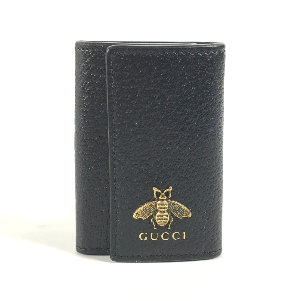 GUCCI Key case Key holder  523633 leather black logo BEE mens Used