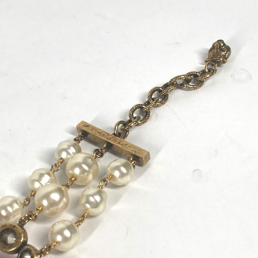 GUCCI bracelet metal Gold x Multicolor Double G Color stone, fake pearl, rhinestone, triple row Women Used