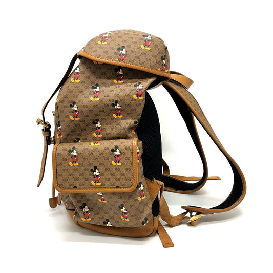 GUCCI Backpack 603898 PVC / Leather Beige x brown Mini GG Supreme Mickey Mouse DISNEY unisex(Unisex) Used