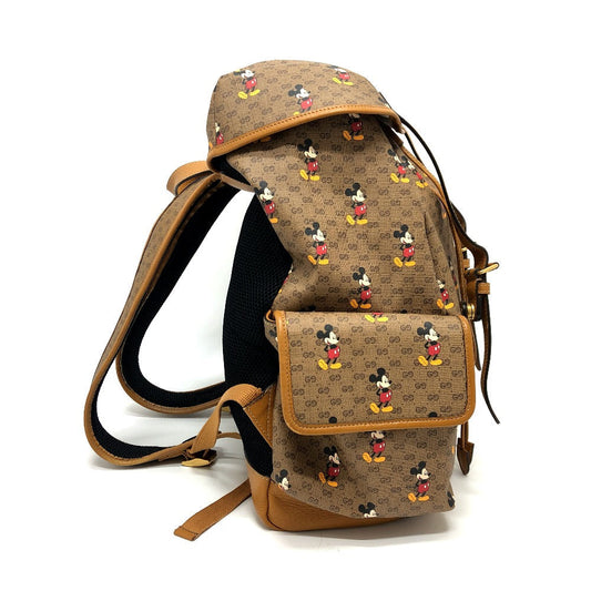 GUCCI Backpack 603898 PVC / Leather Beige x brown Mini GG Supreme Mickey Mouse DISNEY unisex(Unisex) Used