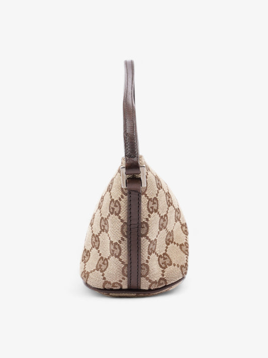 Gucci Boat Pochette Beige And Ebony GG Supreme Canvas