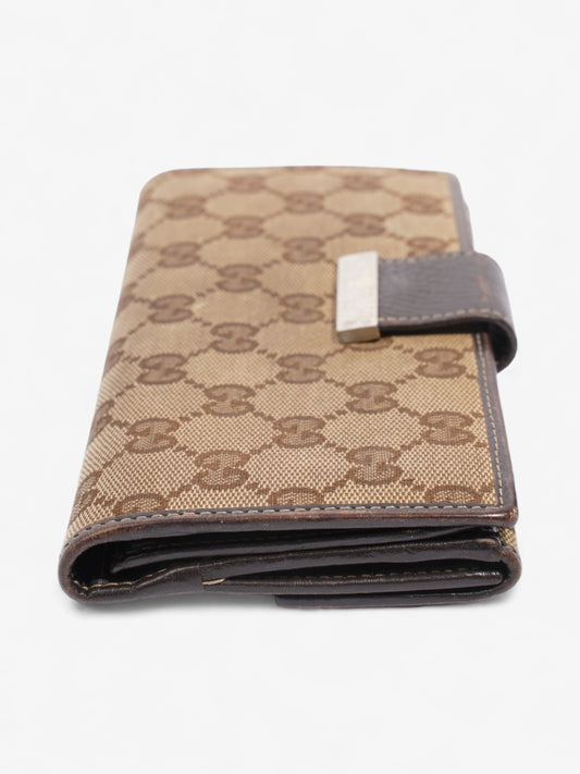Gucci Continental Wallet Beige And Ebony GG Supreme Canvas