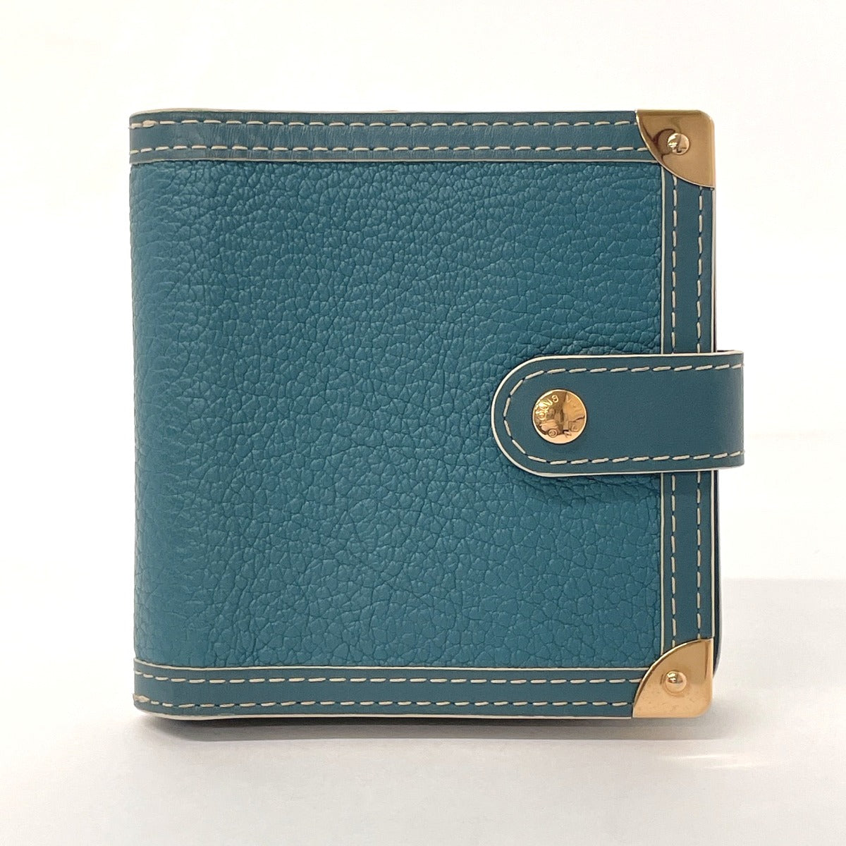 LOUIS VUITTON Bifold Wallet M91829 leather blue Suhari Compact zip