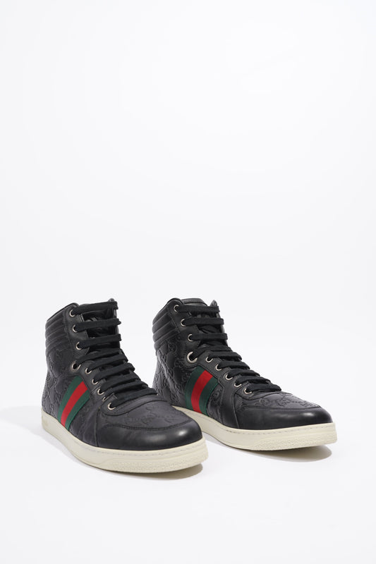 Gucci Guccissima High Top Black Leather EU 42 UK 8