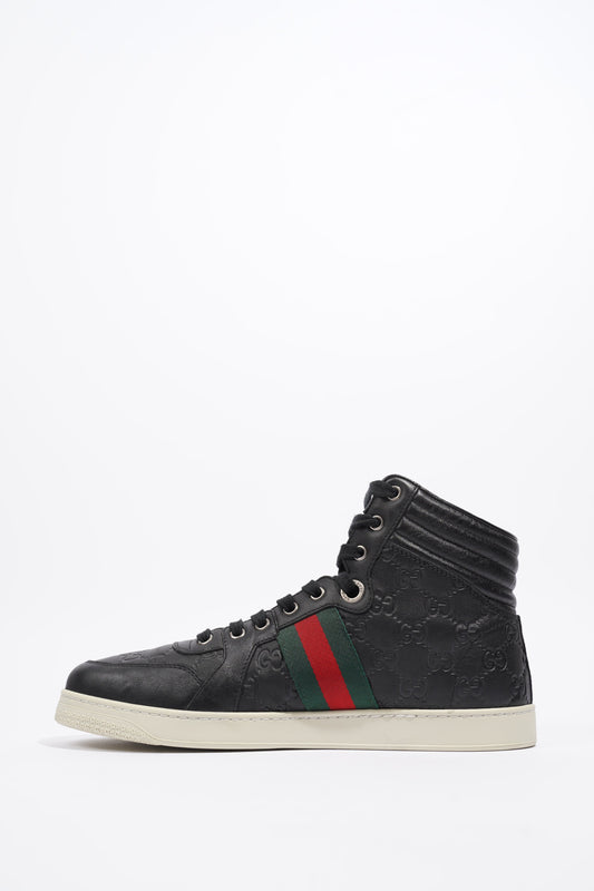 Gucci Guccissima High Top Black Leather EU 42 UK 8