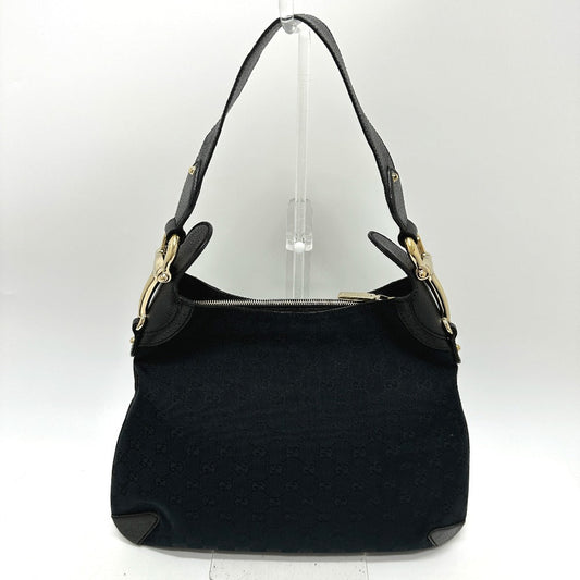 GUCCI Handbag 145826 GG canvas / leather black GG Horsebit Women Used