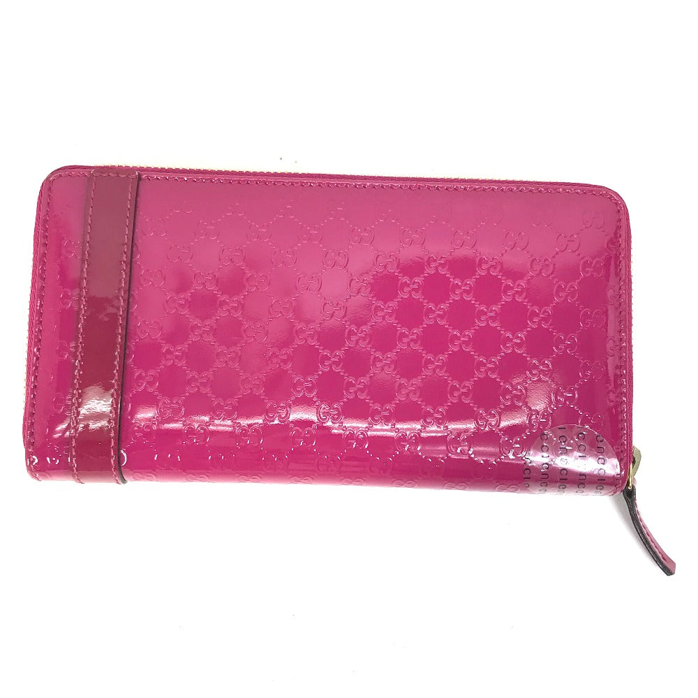 GUCCI Long Wallet Purse 309758 enamel pink Abbey GG pattern Guccisima Women Used