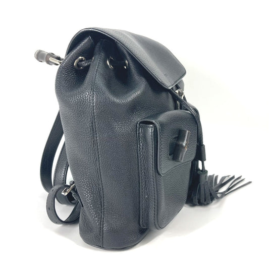 GUCCI Backpack 370833 leather black Bamboo backpack fringe tassel Women Used