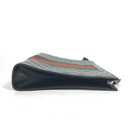 GUCCI Clutch bag 425316 leather black Guccisima GG Sherry line mens Used