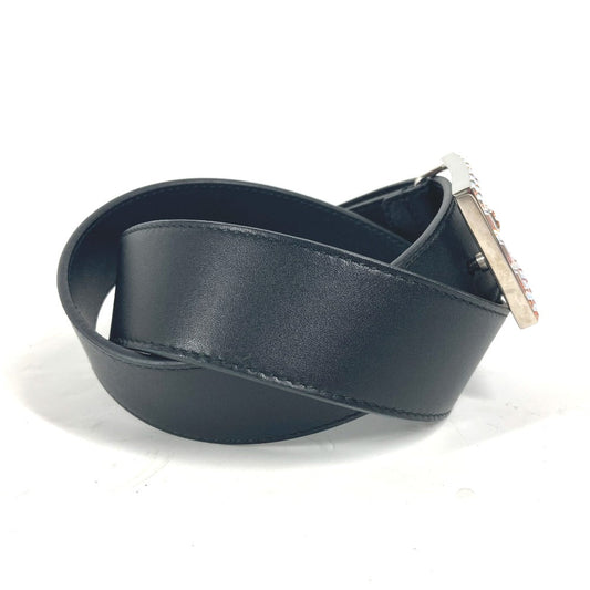 GUCCI belt 550106 leather black Sequin GG logo crystal