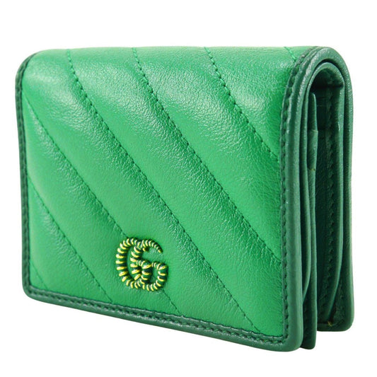 GUCCI Bifold Wallet 573811 leather green GG Marmont Compact wallet Women Used