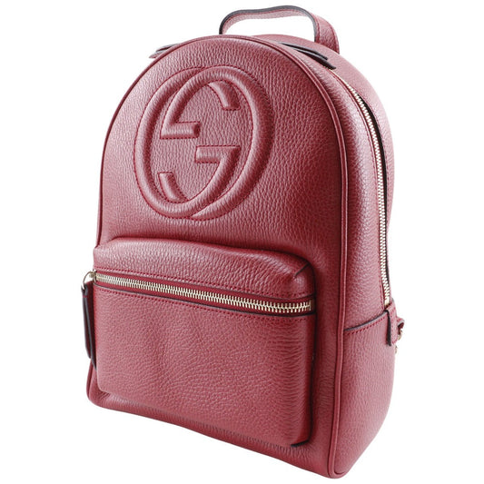 GUCCI Backpack 536192 leather Red ChainBackpack Interlocking Soho Women Used