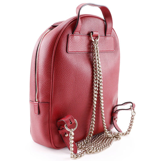 GUCCI Backpack 536192 leather Red ChainBackpack Interlocking Soho Women Used