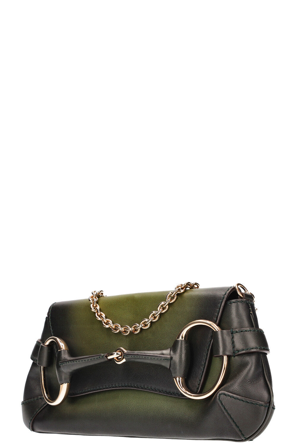 GUCCI Horsebit 1921 Clutch Green Black