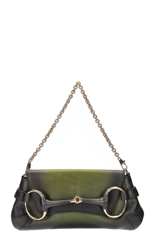 GUCCI Horsebit 1921 Clutch Green Black