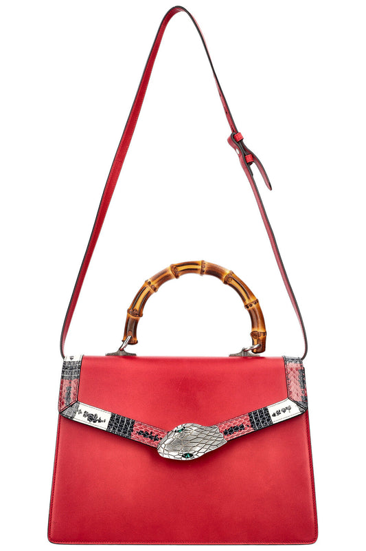 GUCCI Lilith Top Handle Bag Phyton Red