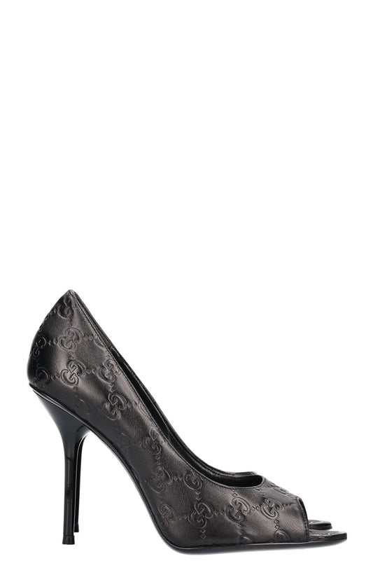 GUCCI Guccissima Peep Toes Black