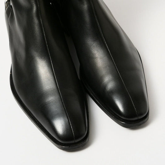 GUCCI boots 181848 Genuine Leather Black / Silver 38.5EJ