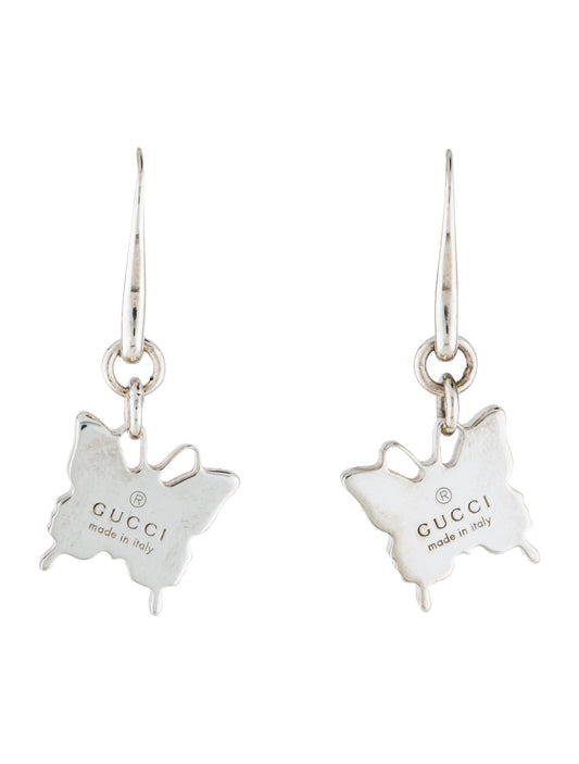 Gucci Butterfly Drop Earrings in Sterling Silver